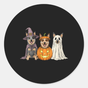 Sticker Rond Femme Fantôme Effrayant Blue Heeler Citrouille Hal
