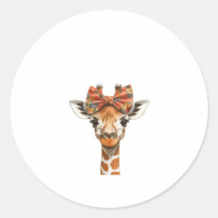 Sticker Rond Femme Giraffe Boho Fleur sauvage Coquette Bow Mom