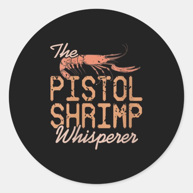 Sticker Rond Femme La Crevette Stol Whisperer Humour Crustacé (Devant)