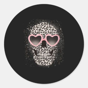 Sticker Rond Femme Léopard Gothique Cool Skeleton Cheetah