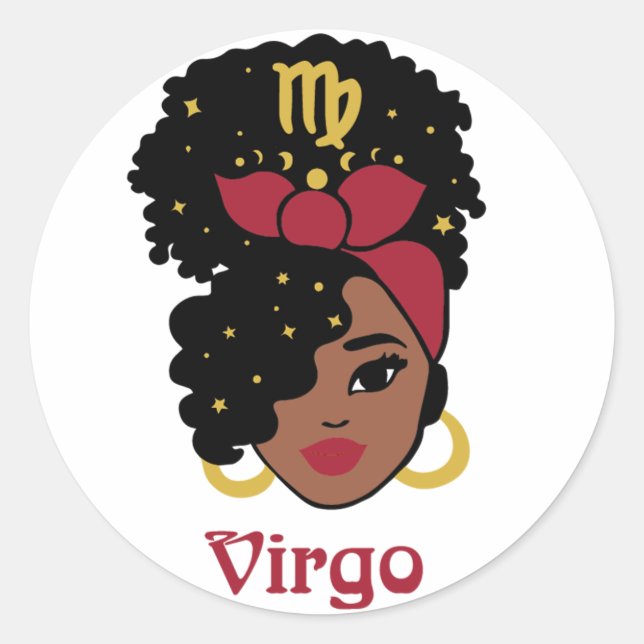 Sticker Rond Femme noire Zodiac Virgo (Devant)