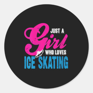 Sticker Rond Femme Patineuse De Glace Qui Glisse Avec Grace Et