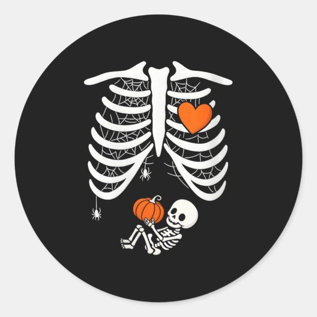 Sticker Rond Femme Squelette Bébé Enceinte Xray Rib Cage Pour F (Devant)