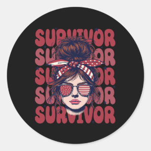 Sticker Rond Femme Survivante De La Cellule De Faucille Avec Bo