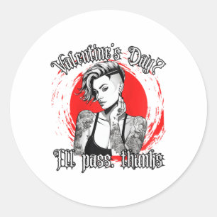 Sticker Rond Femme Tatouée Femme Simple Femme Enquêtée Femme Po