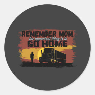 Sticker Rond Femme Trucker Maman Route Voyage Famille Amour Des
