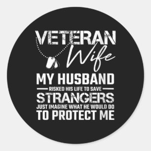 Sticker Rond Femme Vétérinaire Femme Mari de l'Armée Soldat dit