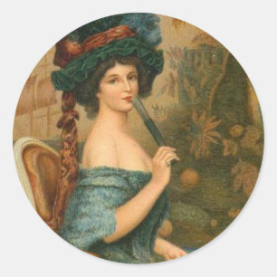 Sticker Rond Femme victorienne