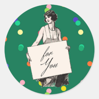 Sticker Rond Femme vintage Art Déco des années 1920 avec pannea
