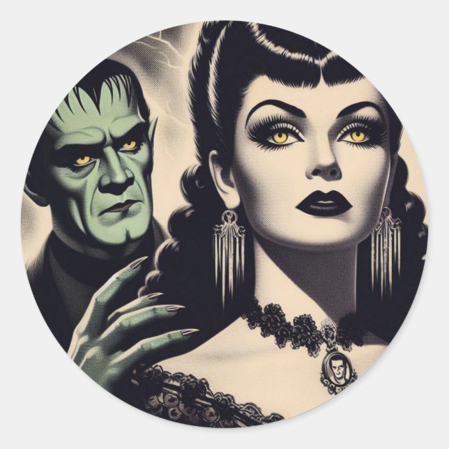Sticker Rond Femme vintage Goth (Devant)
