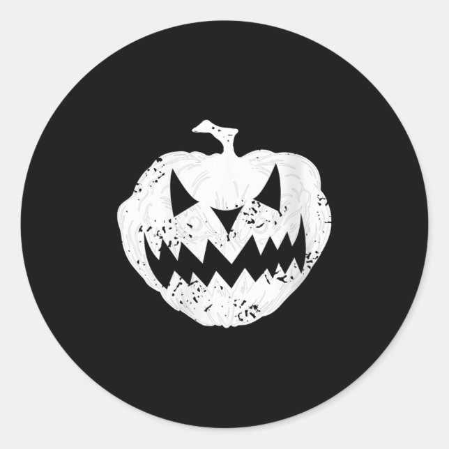 Sticker Rond Femme Y Citrouille Visage déprimé Lumière foncée H (Devant)