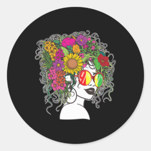 Sticker Rond Femmes afro-américaines Black Melanin Queen Ju