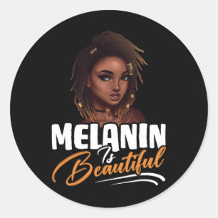 Sticker Rond Femmes Américaines Afro Reine Black Pride Melanin 