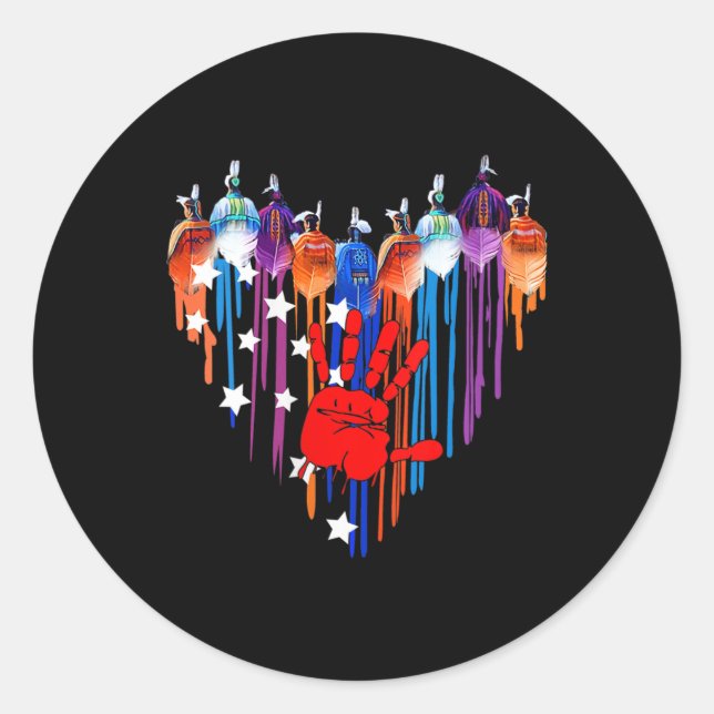 Sticker Rond Femmes Amérindiennes Coeur fort Résilient Non M (Devant)