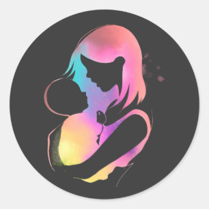 Sticker Rond Femmes avec enfant