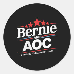 Sticker Rond Femmes Bernie Sanders Et Aoc 2028 Pour Président C