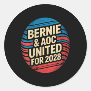 Sticker Rond Femmes Bernie Sanders Et Aoc 2028 Pour Président C