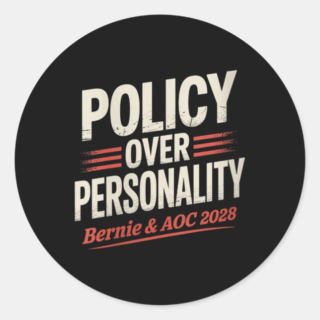 Sticker Rond Femmes Bernie Sanders Et Aoc 2028 Pour Président C (Devant)