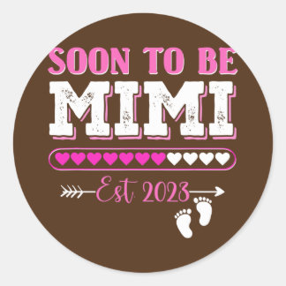 Sticker Rond Femmes Bientôt Mimi Est 2023 Nouvelle Maman