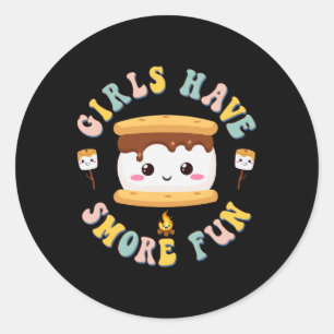 Sticker Rond Femmes Camping Kawaii Smores Filles Ont S'more Enf