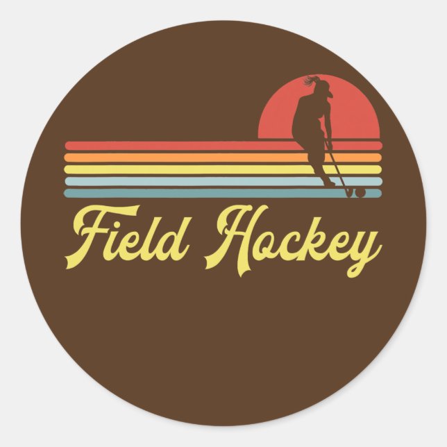 Sticker Rond Femmes de hockey de campagne rétro (Devant)
