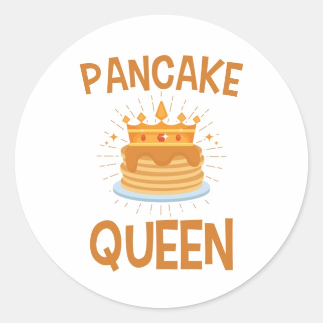 Sticker Rond Femmes de la reine Pancake samedi matin Pancakes (Devant)