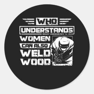 Sticker Rond Femmes de soudure en bois