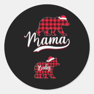 Sticker Rond Femmes enceintes Maman Ourse Grossesse Noël P