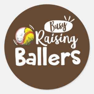Sticker Rond Femmes Fréquentées Élévation Ballers de baseball S
