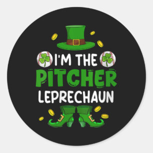 Sticker Rond Femmes Im Pitcher Baseball St. Patricks Day Boy Sh