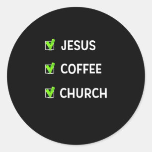 Sticker Rond Femmes Jésus Café Et L'Église Vérifier Mark Ch