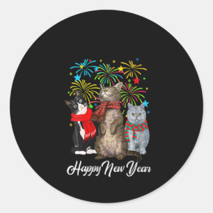 Sticker Rond FEMMES Joyeux Nouvel An Chat Joyeux Meow Année 202