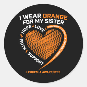Sticker Rond Femmes Les Hommes Portent Orange Pour La Leucémie