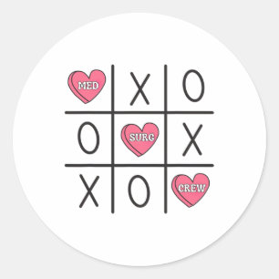 Sticker Rond Femmes Med Surg Nurse Valentine's Day Médicale Sur