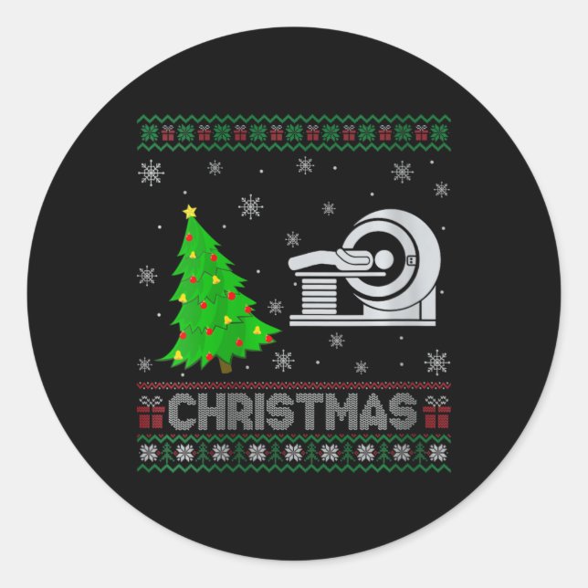 Sticker Rond FEMMES Mri Tech Xmas L'éclairage des arbres Noël l (Devant)