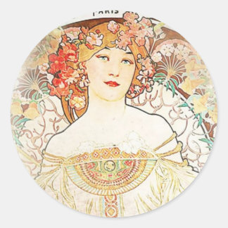 Sticker Rond Femmes Mucha