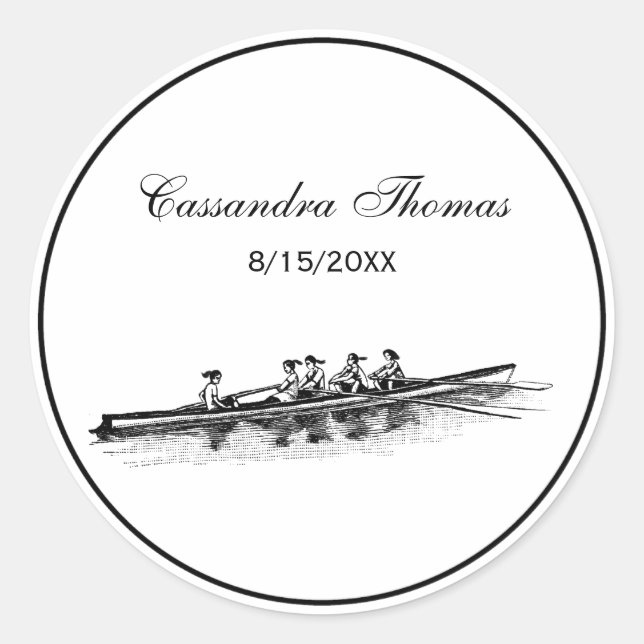 Sticker Rond Femmes Rowers Équipe de l'eau Sports nautiques Noi (Devant)