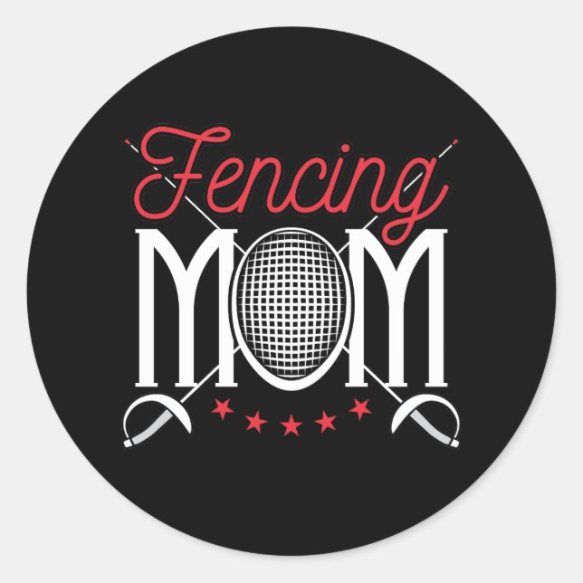 Sticker Rond Fencing Maman Mère de Fencer (Devant)