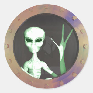 Sticker Rond fenêtre Alien