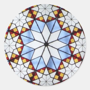 Sticker Rond Fenêtre en verre de couleur géométrique