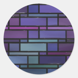 Sticker Rond Fenêtre en verre teinté pourpre, bleue, et