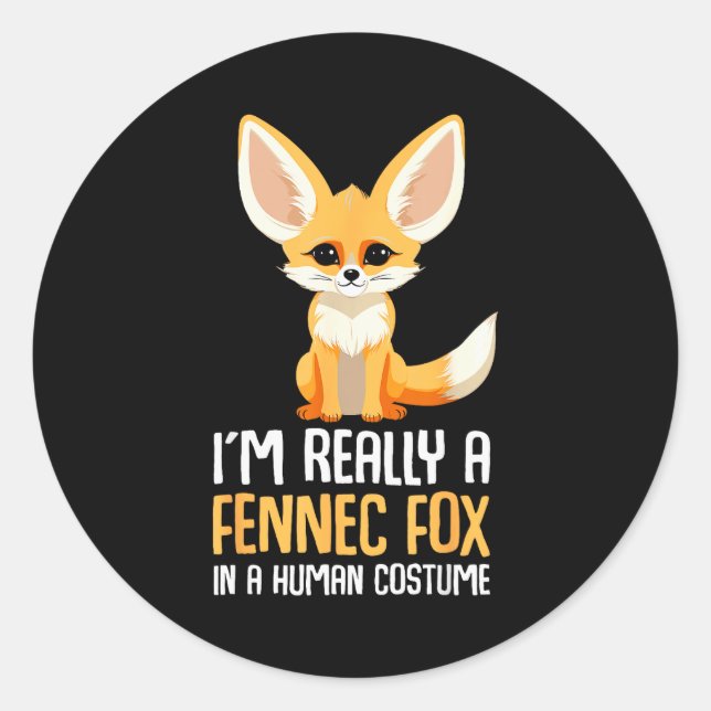 Sticker Rond Fennec Fox Costume Girls Fox  (Devant)