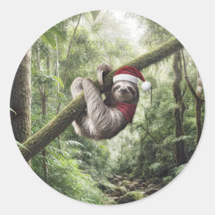 Sticker Rond Fente De Noël Dans Rainforest