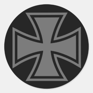 Sticker Rond Fer Croix gris noir