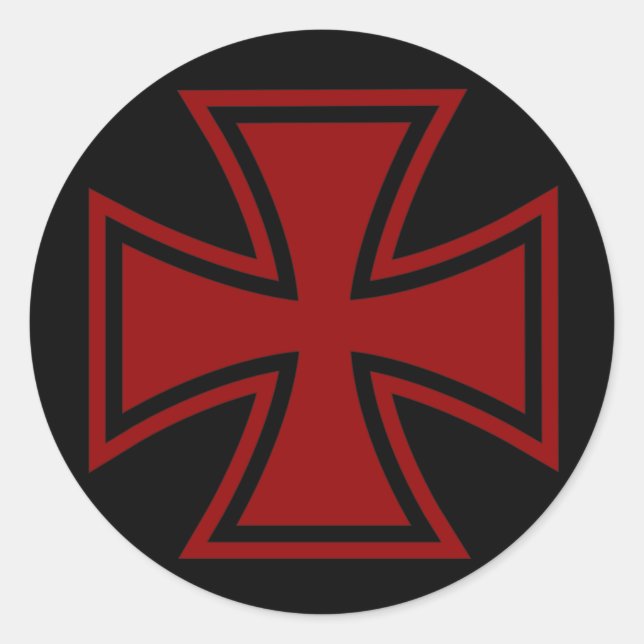 Sticker Rond Fer Croix rouge noir (Devant)