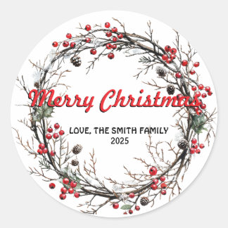 Sticker Rond Fer de Noël de neige
