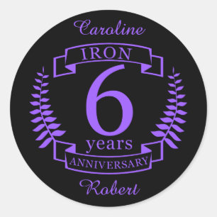 Sticker Rond Fer mariage anniversaire 6 ans