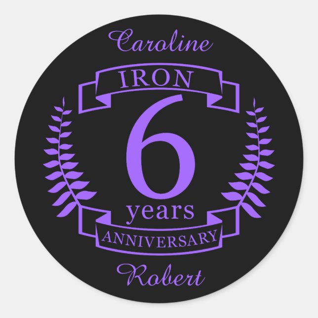 Sticker Rond Fer mariage anniversaire 6 ans (Devant)