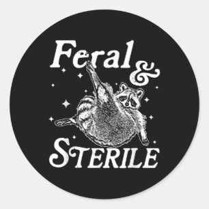 Sticker Rond Feral Et Stérile, Funny Raccoon Meme