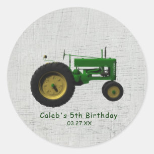 Sticker Rond Ferme Barnyard Tractor Anniversaire Fête Favoriser